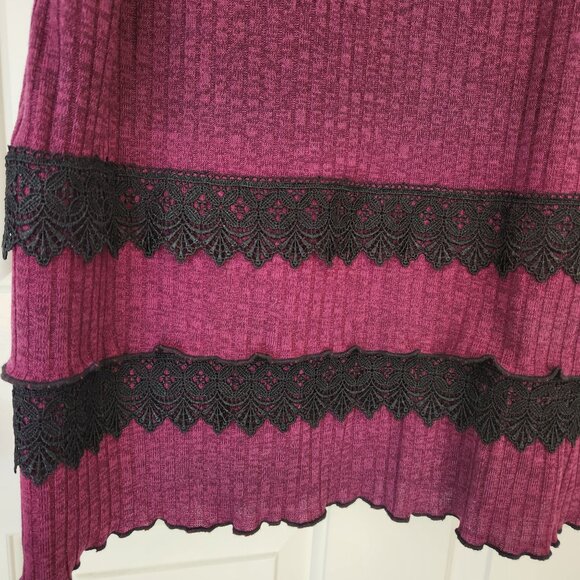 Whimsigoth Retro Purple Dress Ribbed Lace Witchy Whimsy Bohemian Goth Grunge XL - Picture 3 of 11